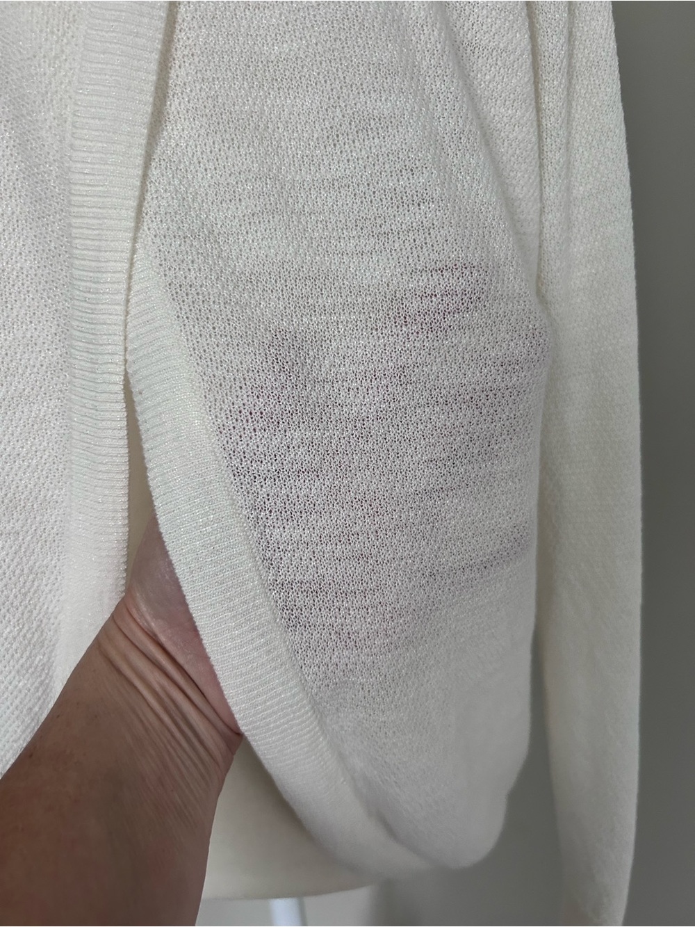 Minimalist Coquette Cream Slightly Sheer Knit Open Back Sweater Rayon Blend - Picture 6 of 10